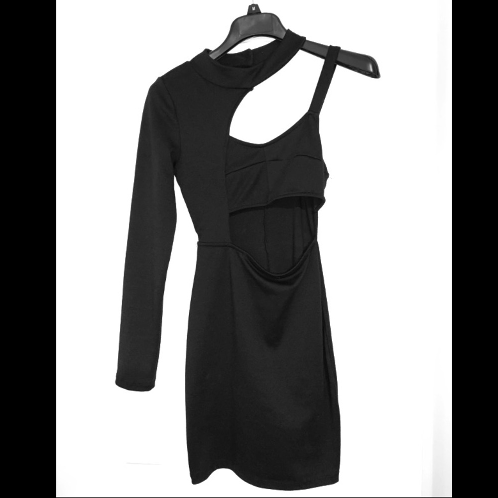 One shoulder little black dress